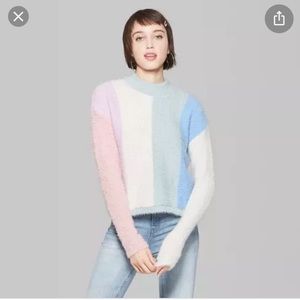 Wild Fable fuzzy pastel colorblock sweater